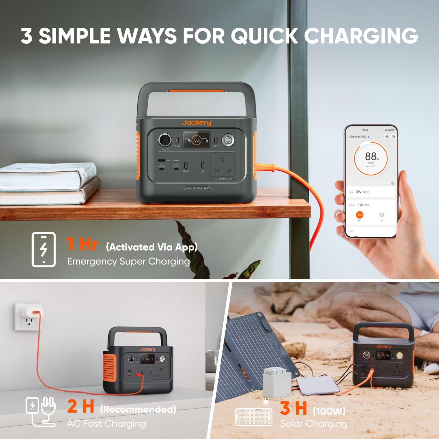 Jackery Explorer 240 v2 Portable Power Station 256Wh LiFePO4 with 300W AC Output