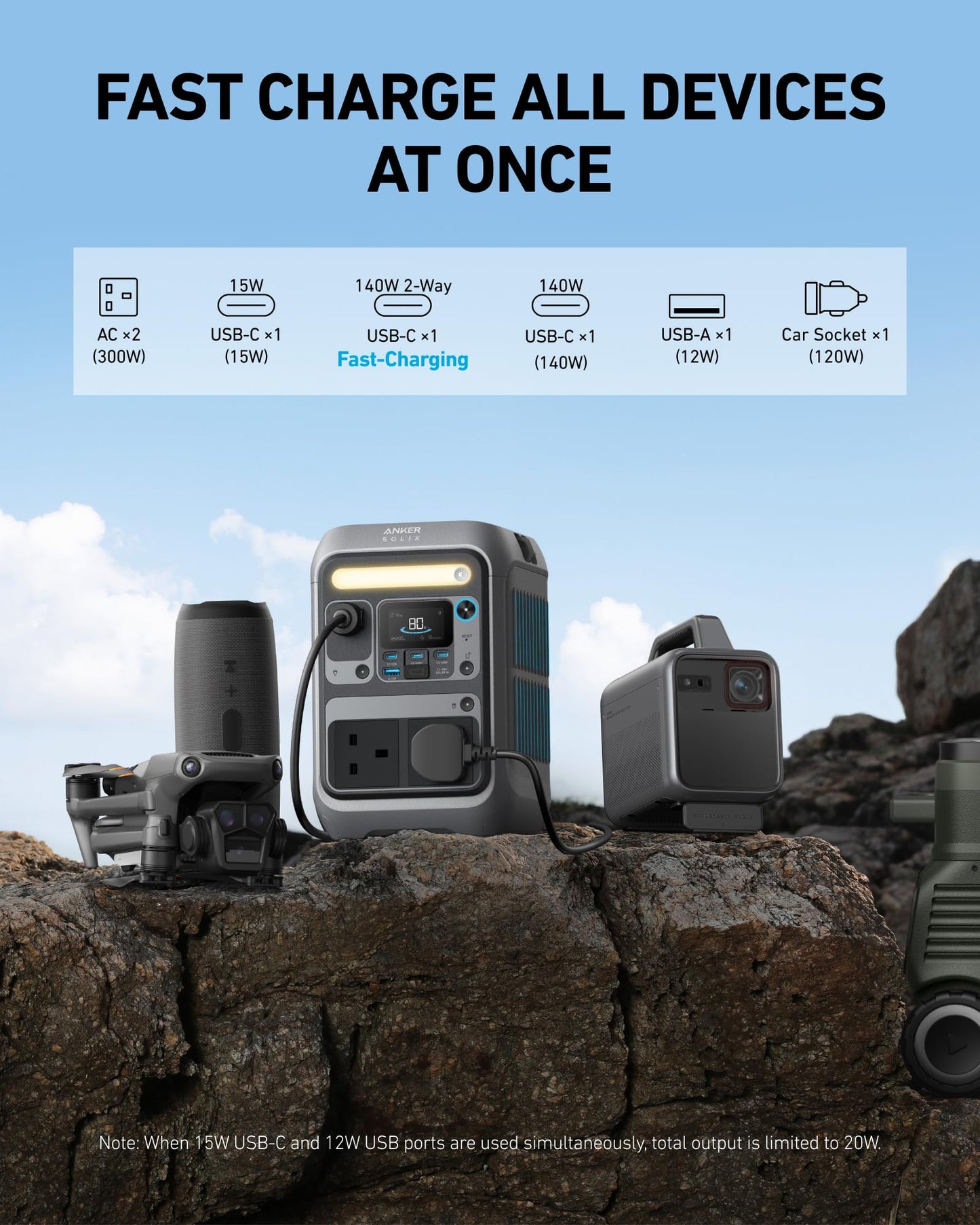 Anker SOLIX C300 Portable Power Station - 288Wh | 300W